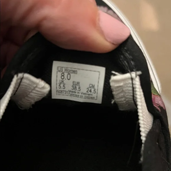 Vans Black Slip-On Sneakers with Pink Daisy Print - Picture 7 of 7